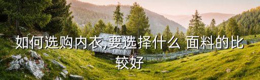 如何選購內(nèi)衣,要選擇什么 面料的比較好