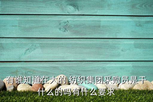 有誰知道在大的 紡織集團采購員是干什么的嗎有什么要求