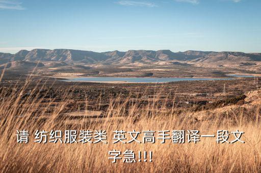 請 紡織服裝類 英文高手翻譯一段文字急!!!