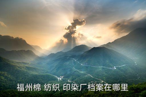 福州棉 紡織 印染廠檔案在哪里