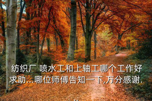  紡織廠 噴水工和上軸工哪個(gè)工作好求助…哪位師傅告知一下,萬分感謝...