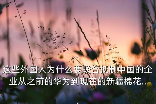 這些外國(guó)人為什么要聯(lián)合抵制中國(guó)的企業(yè)從之前的華為到現(xiàn)在的新疆棉花...
