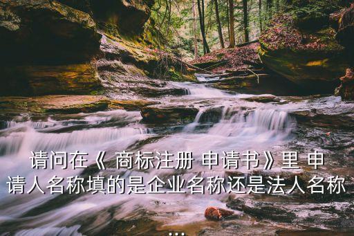 請(qǐng)問(wèn)在《 商標(biāo)注冊(cè) 申請(qǐng)書(shū)》里 申請(qǐng)人名稱填的是企業(yè)名稱還是法人名稱...