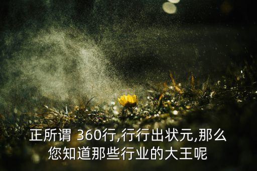 正所謂 360行,行行出狀元,那么您知道那些行業(yè)的大王呢