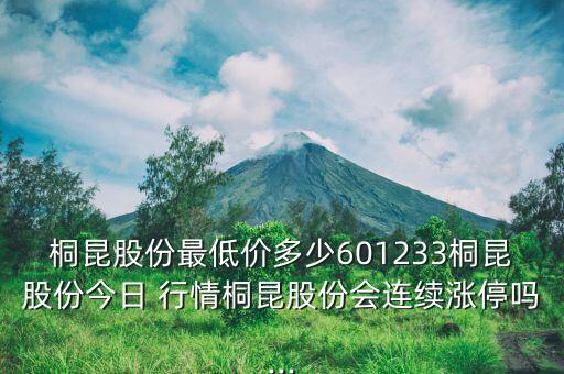 桐昆股份最低價多少601233桐昆股份今日 行情桐昆股份會連續(xù)漲停嗎...