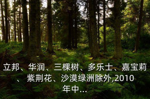 立邦、華潤、三棵樹、多樂士、嘉寶莉、 紫荊花、沙漠綠洲除外,2010年中...