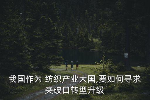 我國(guó)作為 紡織產(chǎn)業(yè)大國(guó),要如何尋求突破口轉(zhuǎn)型升級(jí)