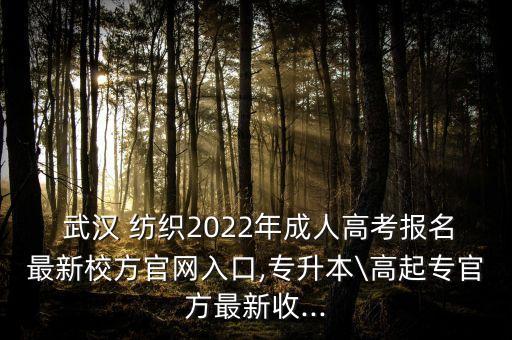  武漢 紡織2022年成人高考報(bào)名最新校方官網(wǎng)入口,專升本\高起專官方最新收...