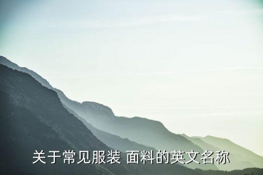 關(guān)于常見服裝 面料的英文名稱