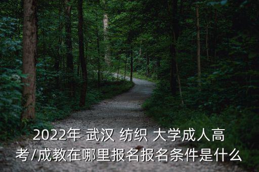 2022年 武漢 紡織 大學(xué)成人高考/成教在哪里報名報名條件是什么