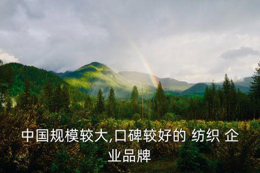 中國規(guī)模較大,口碑較好的 紡織 企業(yè)品牌