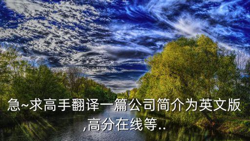 急~求高手翻譯一篇公司簡(jiǎn)介為英文版,高分在線等..