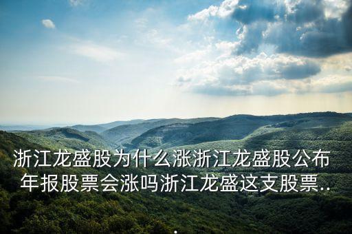浙江龍盛股為什么漲浙江龍盛股公布 年報股票會漲嗎浙江龍盛這支股票...