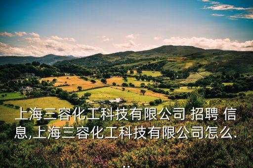 上海三容化工科技有限公司 招聘 信息,上海三容化工科技有限公司怎么...