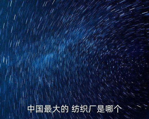 中國最大的 紡織廠是哪個