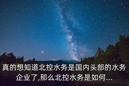 真的想知道北控水務是國內頭部的水務企業(yè)了,那么北控水務是如何...
