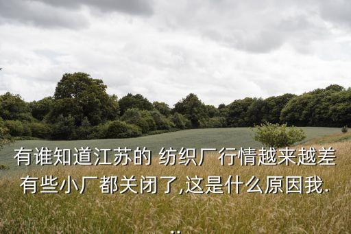 有誰知道江蘇的 紡織廠行情越來越差有些小廠都關(guān)閉了,這是什么原因我...