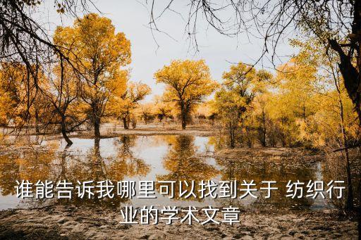 誰(shuí)能告訴我哪里可以找到關(guān)于 紡織行業(yè)的學(xué)術(shù)文章