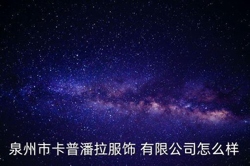泉州市卡普潘拉服飾 有限公司怎么樣