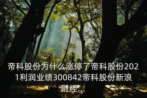 帝科股份為什么漲停了帝科股份2021利潤業(yè)績300842帝科股份新浪財(cái)經(jīng)...