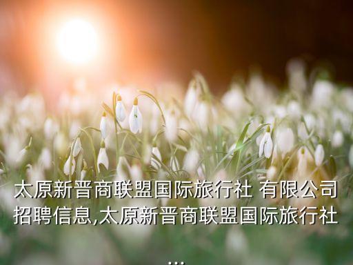 太原新晉商聯(lián)盟國際旅行社 有限公司招聘信息,太原新晉商聯(lián)盟國際旅行社...