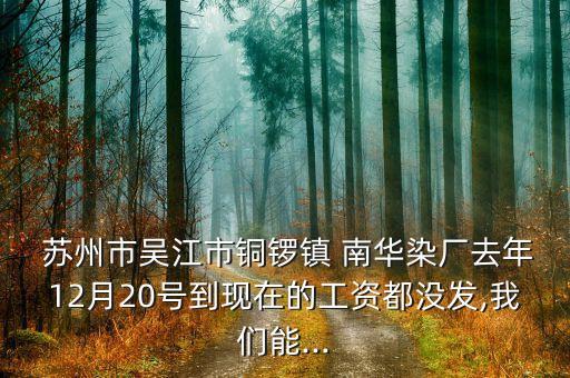  蘇州市吳江市銅鑼鎮(zhèn) 南華染廠去年12月20號到現(xiàn)在的工資都沒發(fā),我們能...