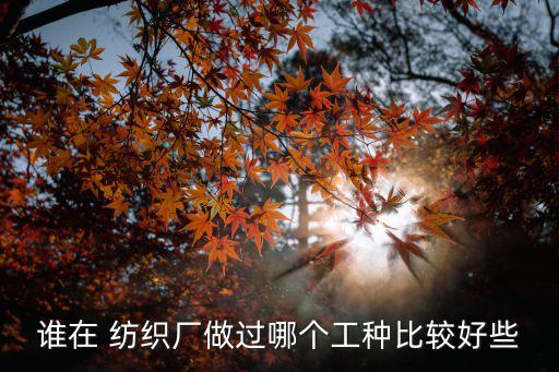 誰在 紡織廠做過哪個工種比較好些