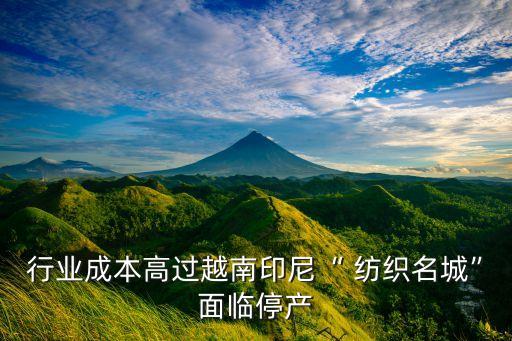 行業(yè)成本高過越南印尼“ 紡織名城”面臨停產(chǎn)
