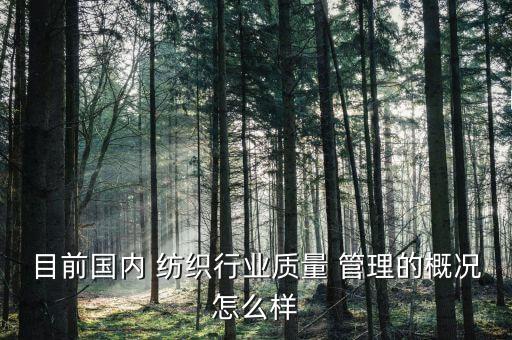 目前國內(nèi) 紡織行業(yè)質(zhì)量 管理的概況怎么樣