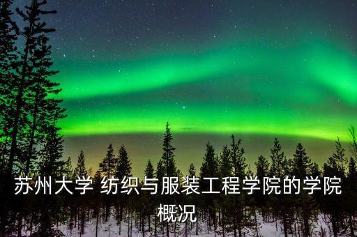 蘇州大學(xué) 紡織與服裝工程學(xué)院的學(xué)院概況