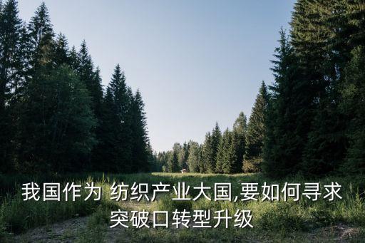 我國(guó)作為 紡織產(chǎn)業(yè)大國(guó),要如何尋求突破口轉(zhuǎn)型升級(jí)