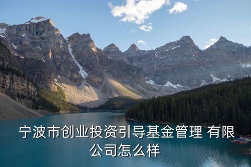  寧波市創(chuàng)業(yè)投資引導(dǎo)基金管理 有限公司怎么樣