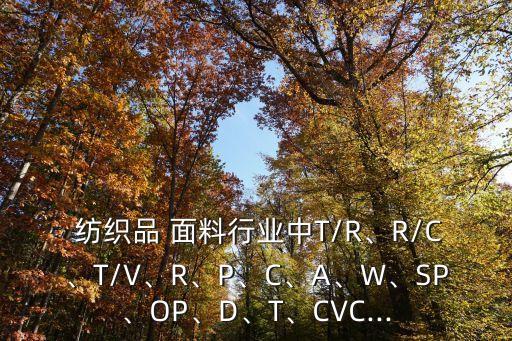  紡織品 面料行業(yè)中T/R、R/C、T/V、R、P、C、A、W、SP、OP、D、T、CVC...