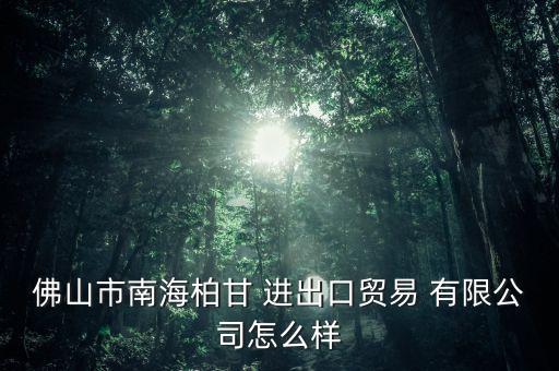 佛山市南海柏甘 進(jìn)出口貿(mào)易 有限公司怎么樣