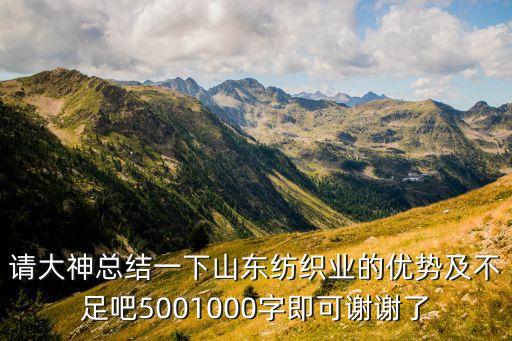 請大神總結(jié)一下山東紡織業(yè)的優(yōu)勢及不足吧5001000字即可謝謝了