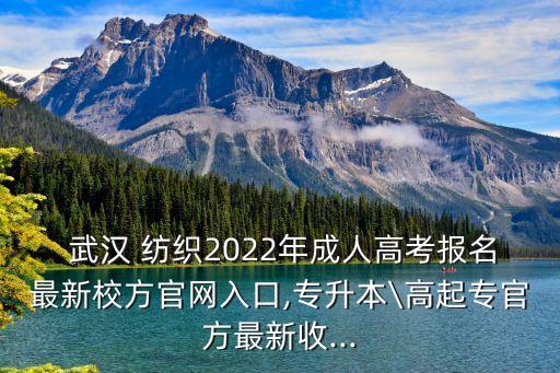  武漢 紡織2022年成人高考報(bào)名最新校方官網(wǎng)入口,專升本\高起專官方最新收...