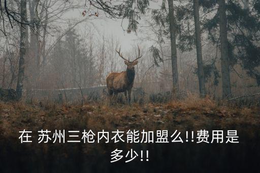 在 蘇州三槍內(nèi)衣能加盟么!!費(fèi)用是多少!!