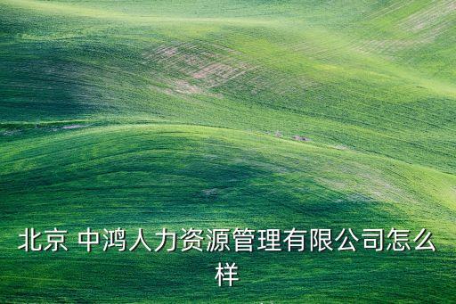 北京 中鴻人力資源管理有限公司怎么樣