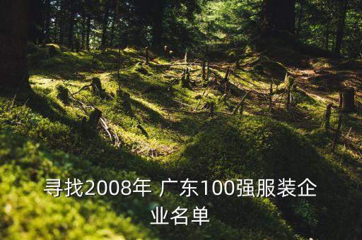 尋找2008年 廣東100強(qiáng)服裝企業(yè)名單