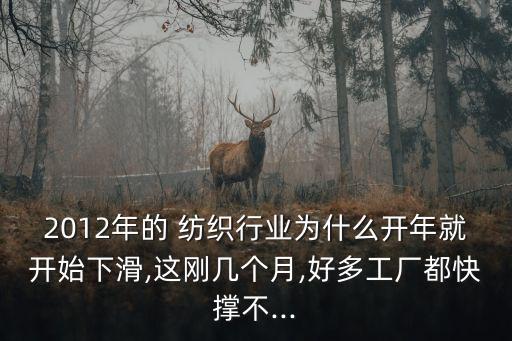 2012年的 紡織行業(yè)為什么開年就開始下滑,這剛幾個(gè)月,好多工廠都快撐不...
