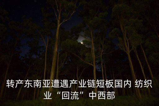 轉(zhuǎn)產(chǎn)東南亞遭遇產(chǎn)業(yè)鏈短板國(guó)內(nèi) 紡織業(yè)“回流”中西部