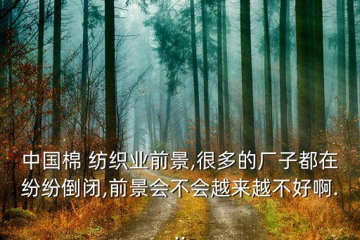 中國(guó)棉 紡織業(yè)前景,很多的廠子都在紛紛倒閉,前景會(huì)不會(huì)越來越不好啊...