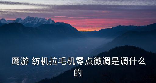  鷹游 紡機拉毛機零點微調(diào)是調(diào)什么的