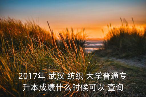 2017年 武漢 紡織 大學(xué)普通專升本成績(jī)什么時(shí)候可以 查詢