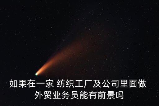 如果在一家 紡織工廠及公司里面做 外貿(mào)業(yè)務(wù)員能有前景嗎