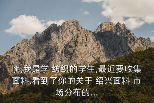 嗨,我是學(xué) 紡織的學(xué)生,最近要收集面料,看到了你的關(guān)于 紹興面料 市場(chǎng)分布的...