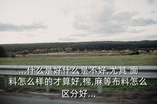 ...什么是好什么是不好,尤其 面料怎么樣的才算好,棉,麻等布料怎么區(qū)分好...