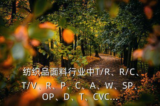  紡織品面料行業(yè)中T/R、R/C、T/V、R、P、C、A、W、SP、OP、D、T、CVC...