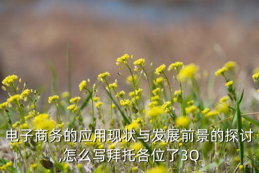 電子商務(wù)的應(yīng)用現(xiàn)狀與發(fā)展前景的探討,怎么寫拜托各位了3Q