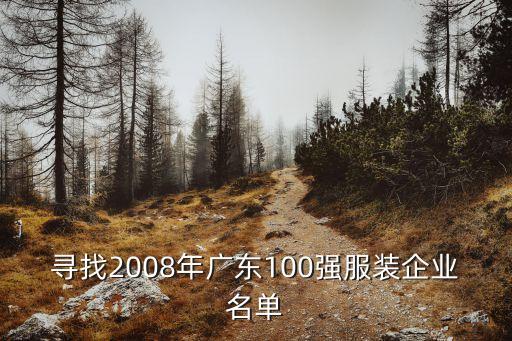 尋找2008年廣東100強(qiáng)服裝企業(yè)名單